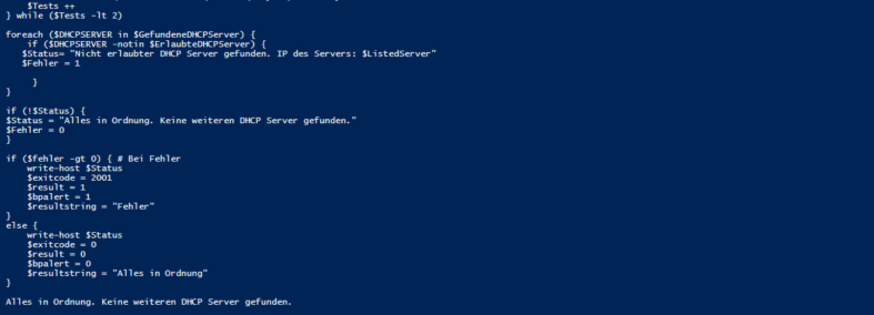 Powershell Skript – Überprüfung auf nicht erlaubte DHCP Server